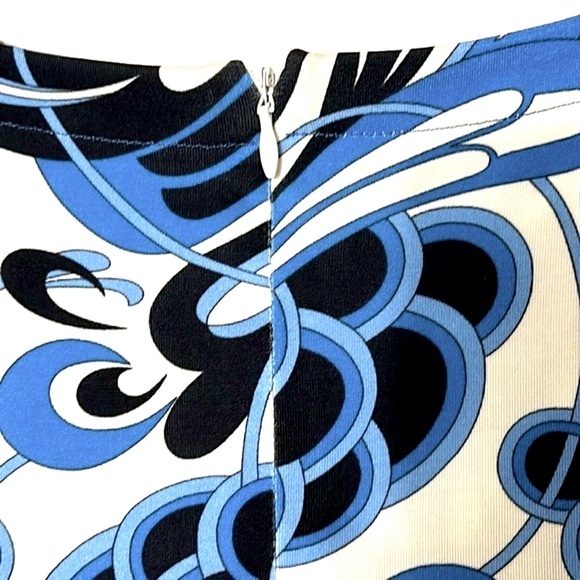 Women’s Averardo-Bessi Italian Made Floral Blue Black & White Mid Length Dress - Picture 8 of 9